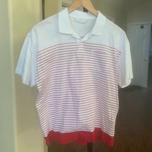 Prada Men's Striped Red/White Polo Shirt Size L